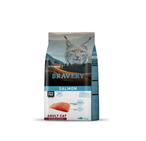 BRAVERY SALMON ADULT CAT STERILIZED 2KG - GATO ESTERILIZADO SALMON