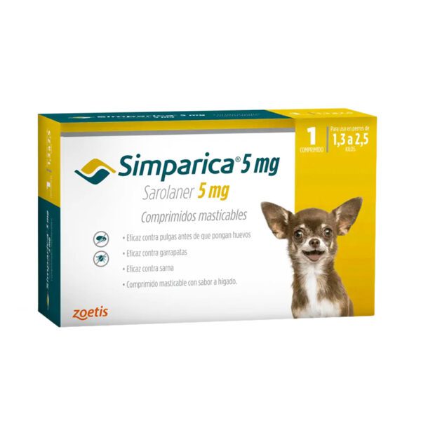 SIMPARICA 5MG X 1 COMP. 1.3 - 2,5 KG