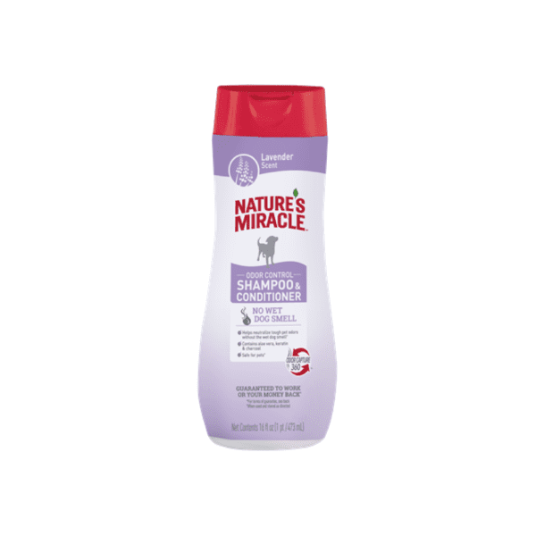 NATURES MIRACLE SHAMPOO Y ACONDICIONADOR ODOR CONTROL. LAVANDA. 473 ML