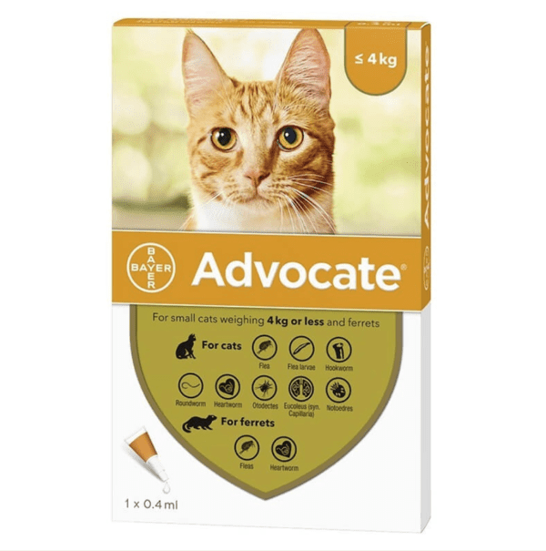 ADVOCATE PIPETA ANTIARASITARIO INTERNO Y EXTERNO PARA GATOS MENOR 4KG